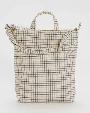 Zip Tote Bag - Natural Grid